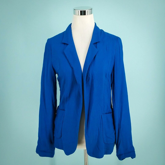 Talula Aritzia Size 4 Royal Blue Open Unlined Long Sleeve Lightweight Blazer - Picture 1 of 7